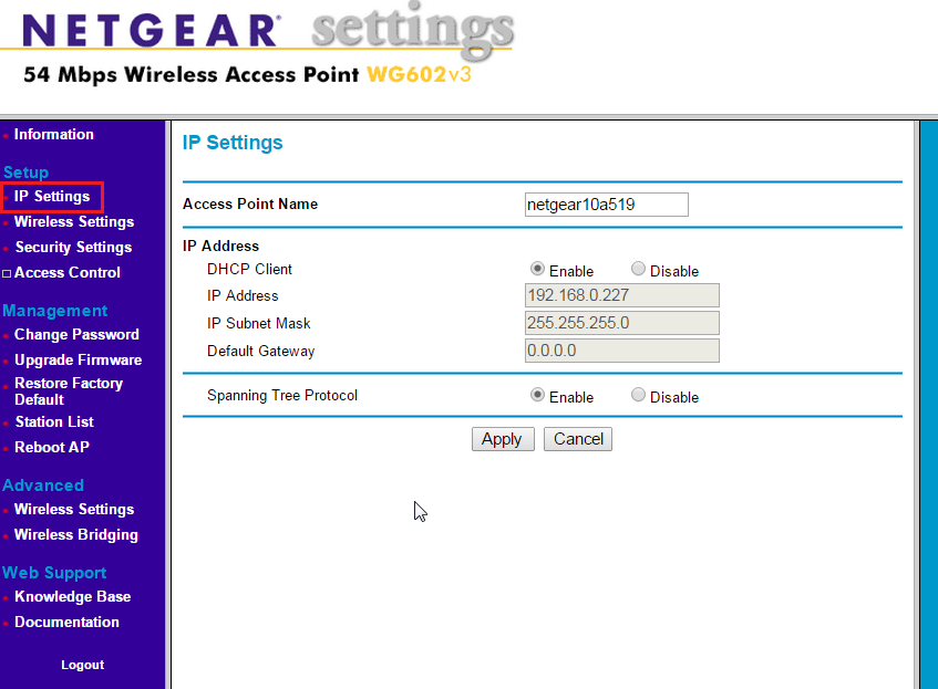 Netgear router management interface